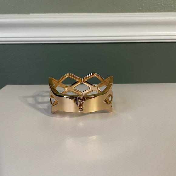 Gold Open Hinge Bracelet - Picture 3 of 3
